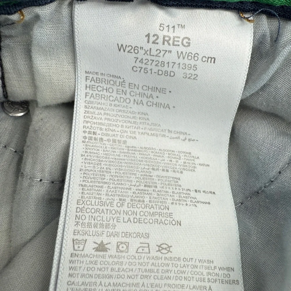 Levis‎ 511 Mens Jeans 26x27 Dark Wash Slim Fit Trousers Pants